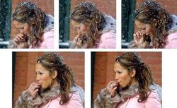Jennifer Lopez enjoying a fresh-picked booger. The nutritional value goes straight to her rump.