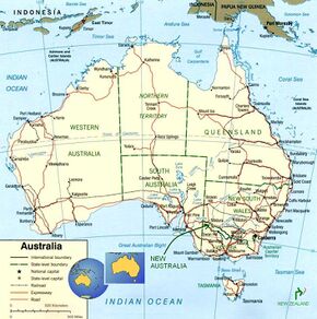 Australia. Observe just how little New Zealand is